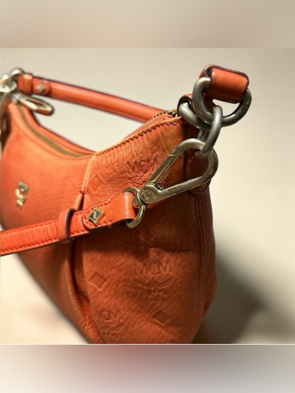 MCM Logo-Lined Zip Top Shoulder Bag EUC!!! - Picture 4 of 13